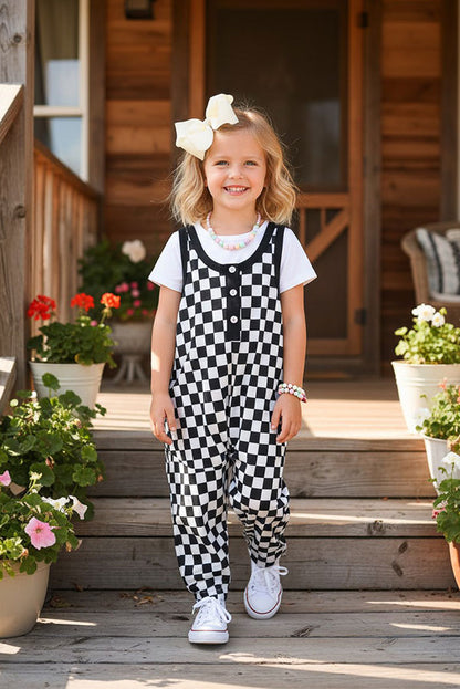 Mom and me Checkered Loose Overall girls Romper/Jumpsuit XCH05035