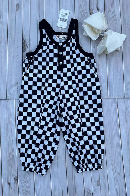 Mom and me Checkered Loose Overall girls Romper/Jumpsuit XCH05035
