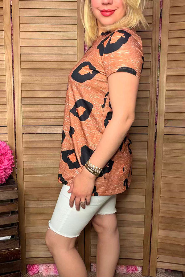 Leopard printed short sleeve women t-shirt YMY15005
