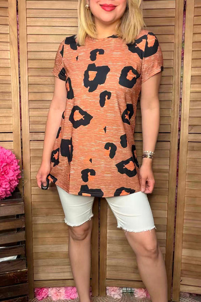 Leopard printed short sleeve women t-shirt YMY15005