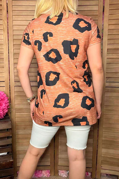 Leopard printed short sleeve women t-shirt YMY15005