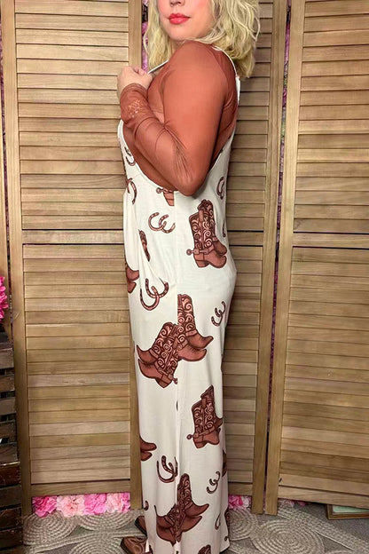 Southern Stitch Western print wide leg women overalls jumpsuit XCH17019