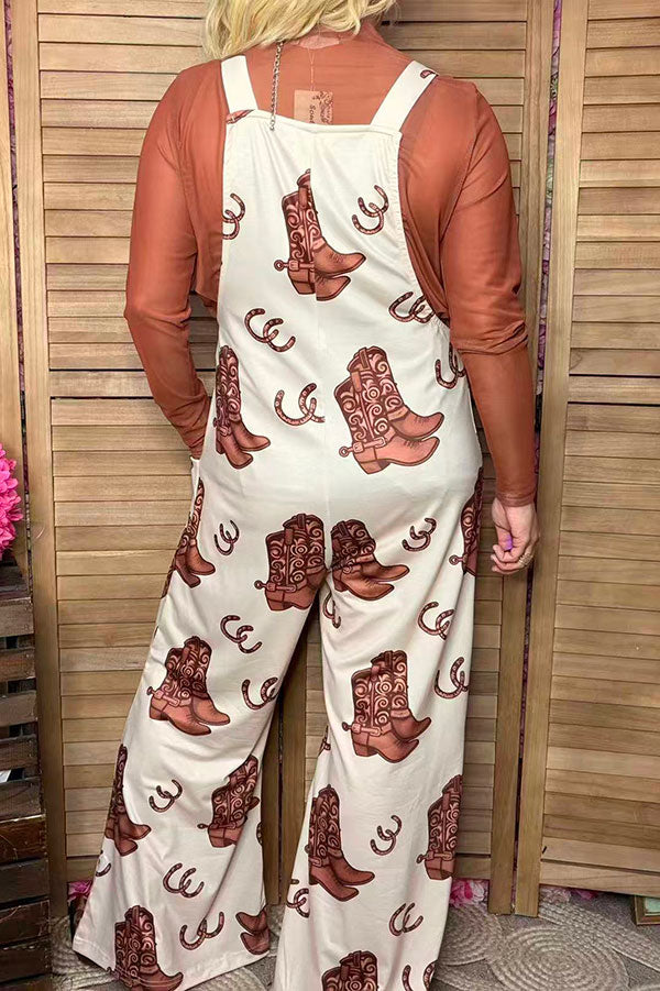 Southern Stitch Western print wide leg women overalls jumpsuit XCH17019
