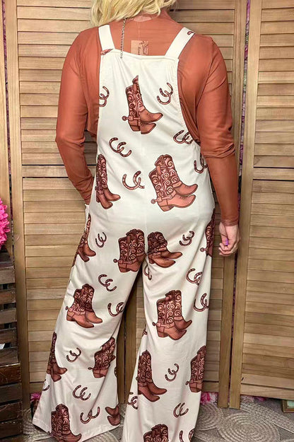 Southern Stitch Western print wide leg women overalls jumpsuit XCH17019