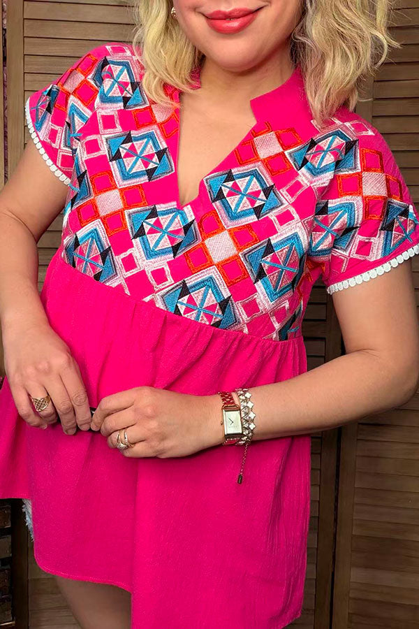 Diamond embroidery & hot pink women's top with/trim BQ15860