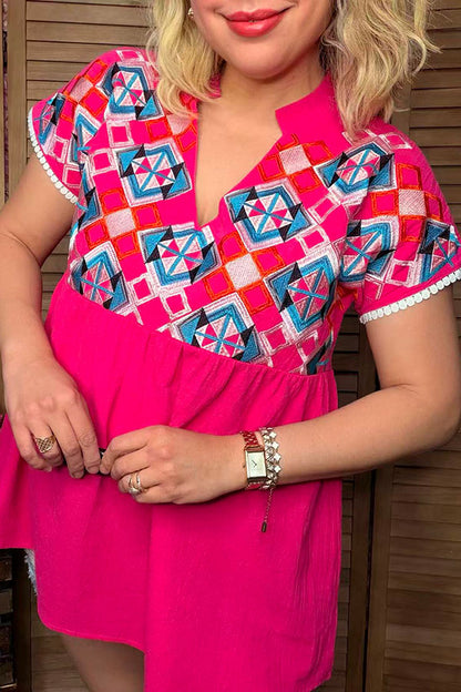 Diamond embroidery & hot pink women's top with/trim BQ15860