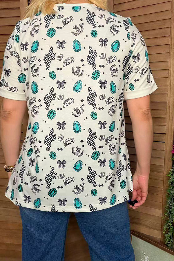 Southern Stitch Western patterns short sleeve women's t-shirt XCH17070