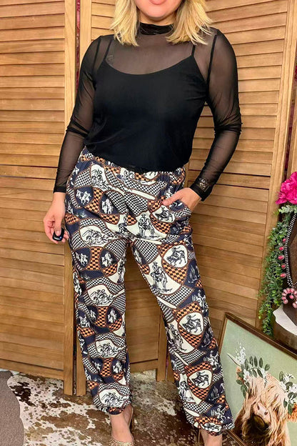 Southern Stitch Western rodeo patchwork print women's jogger pants XCH17143