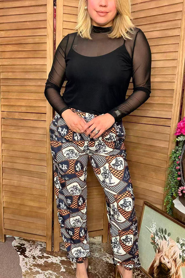 Southern Stitch Western rodeo patchwork print women's jogger pants XCH17143