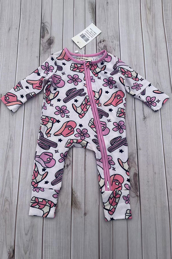Western pattern printed long sleeve baby romper XCH05036