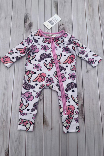 Western pattern printed long sleeve baby romper XCH05036