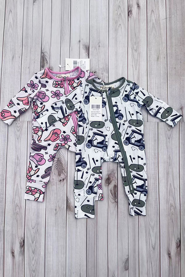 Western pattern printed long sleeve baby romper XCH05036