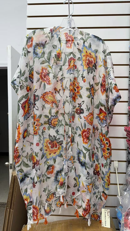 Floral printed kimono w/tassels 3PC-$12  YZ213171