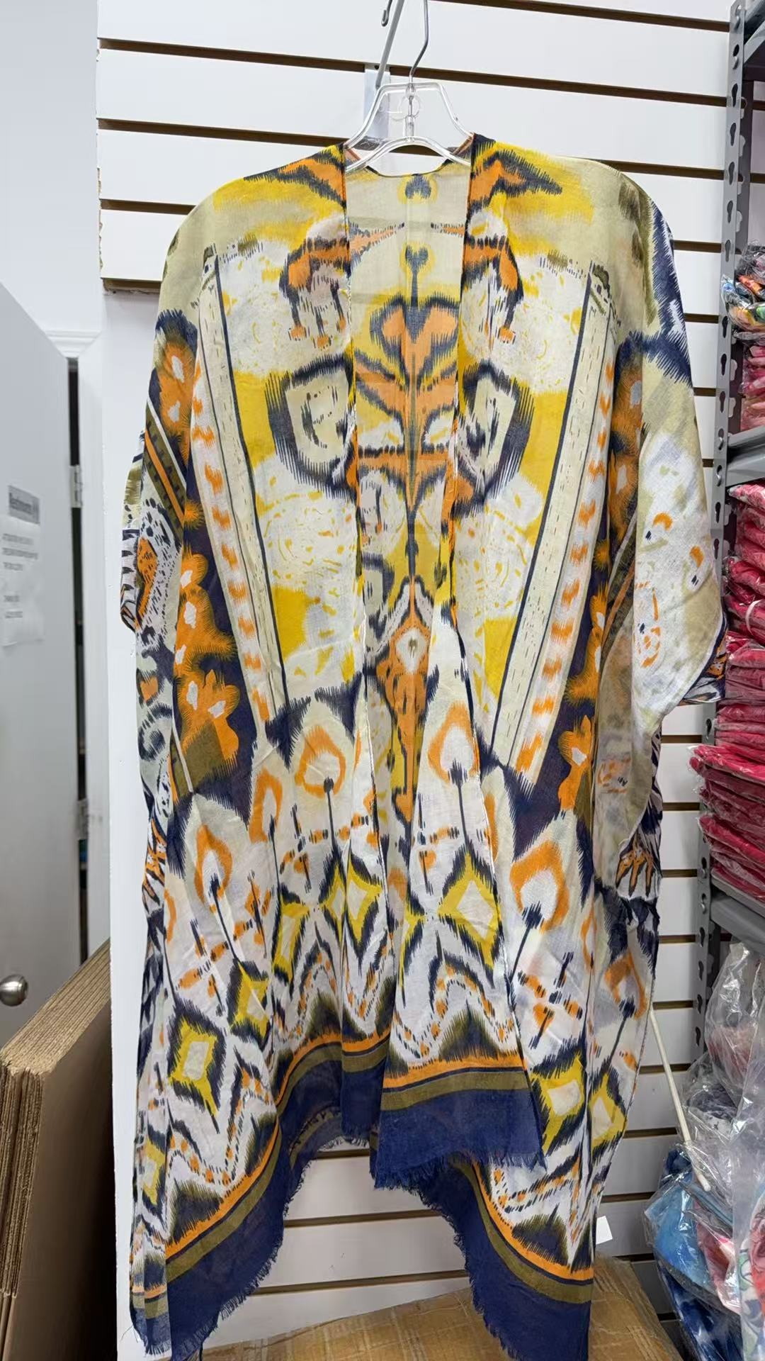 Western duster Yellow & blue multi printed kimono 3pc-$12 YZ161497