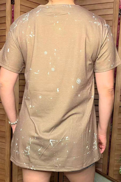 XCH14830 "ALL YOU NEED IS LOVE" tan short sleeve women t-shirt (CS4)