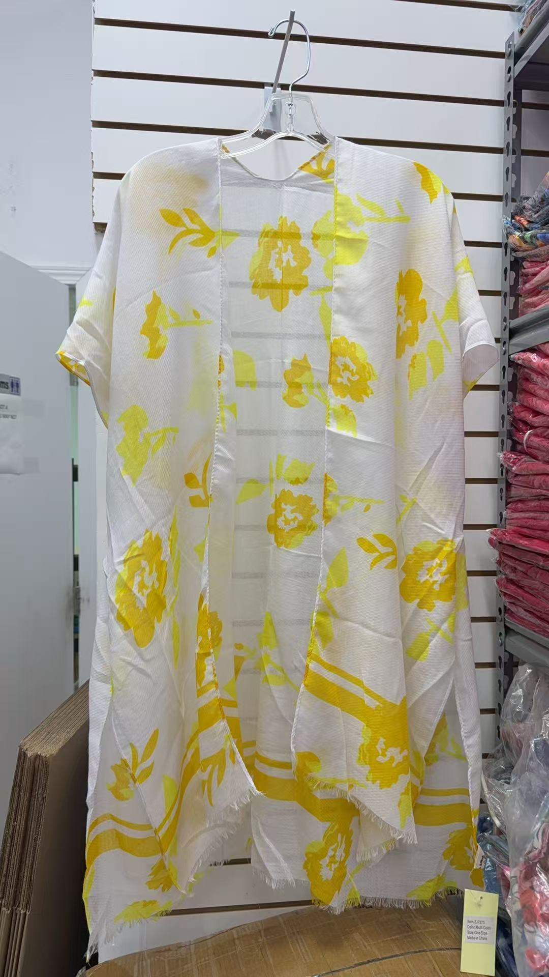 Women's duster wholesale Yellow/white floral kimono 3pc-$12  ZJ7275