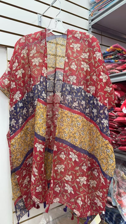 Women's duster suppliers Multi color block kimono 3PC-$12  YZ213212