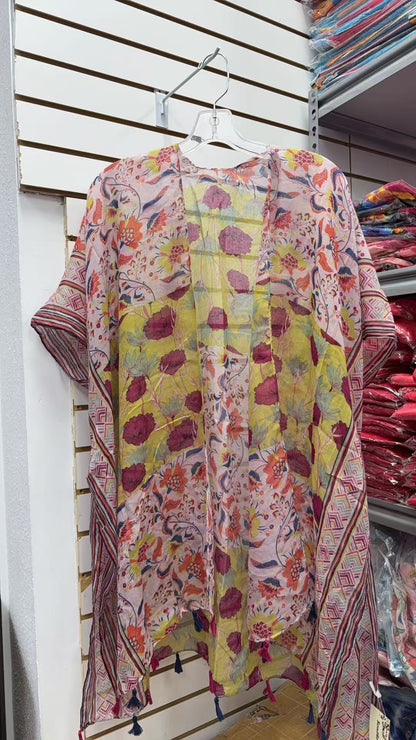Floral printed kimono w/tassels 3pc-$12 YZ213208