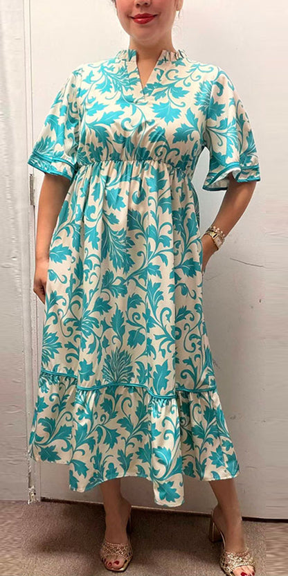 Southern Stitch blue floral prin tiered maxi dress GJQ16998