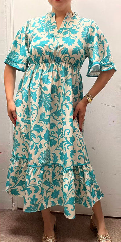 Southern Stitch blue floral prin tiered maxi dress GJQ16998