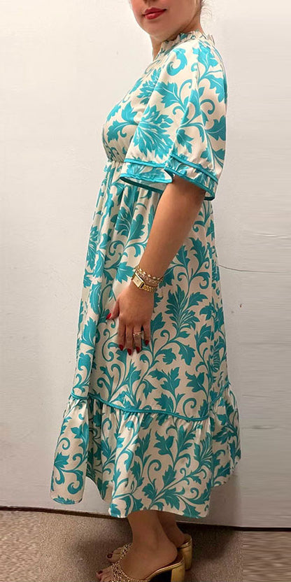 Southern Stitch blue floral prin tiered maxi dress GJQ16998