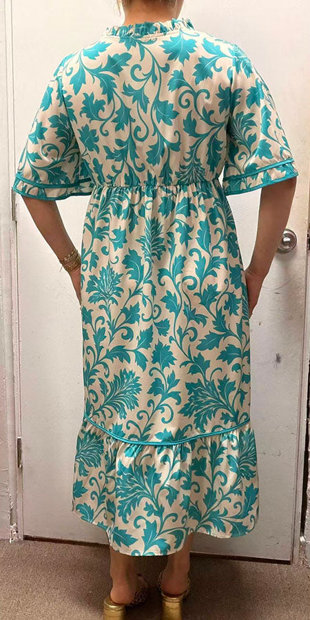 Southern Stitch blue floral prin tiered maxi dress GJQ16998