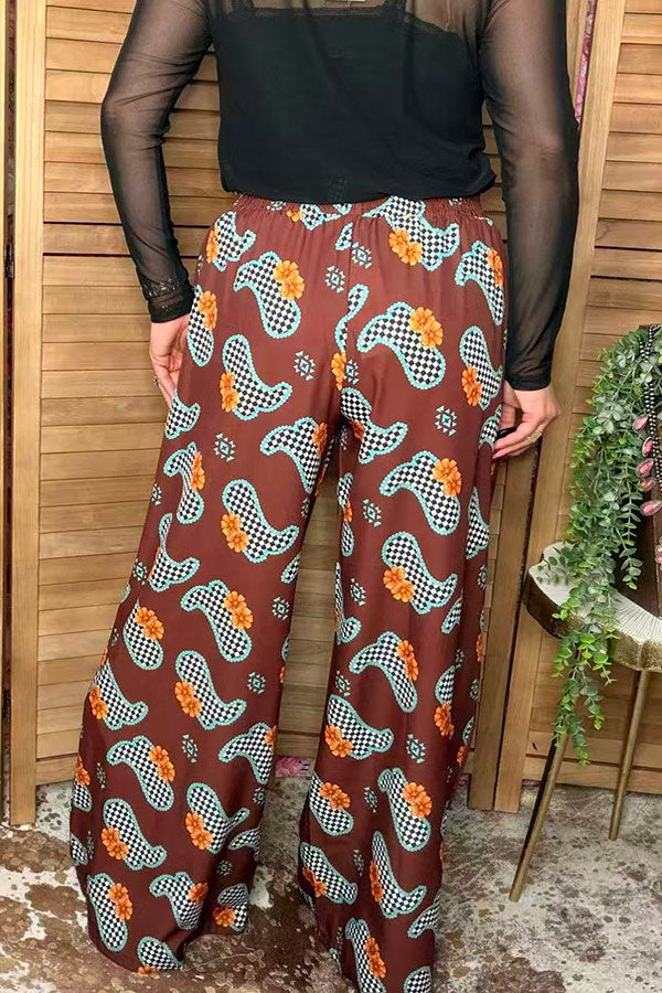 Southern Stitch Western boots & checkered print wide leg women's pant XCH17090