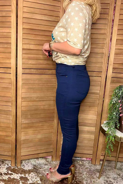 Navy blue denim pant skinny women jeans J209