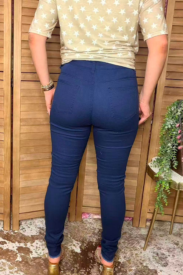 Navy blue denim pant skinny women jeans J209