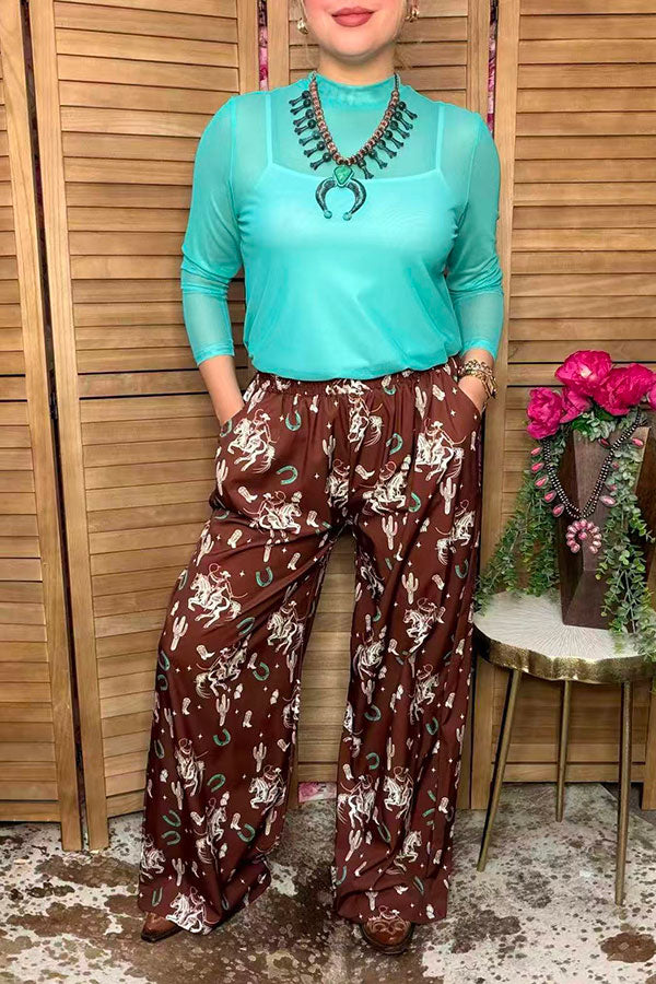 Western rodeo wide legs high waist women's boutique pant Southern Stitch GJQ17193