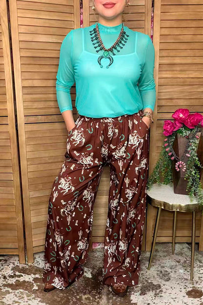 Western rodeo wide legs high waist women's boutique pant Southern Stitch GJQ17193