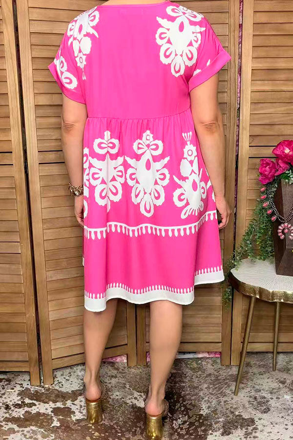 Trendy floral print baby doll short sleleve women's boutique dress Southern Stitch XCH16207