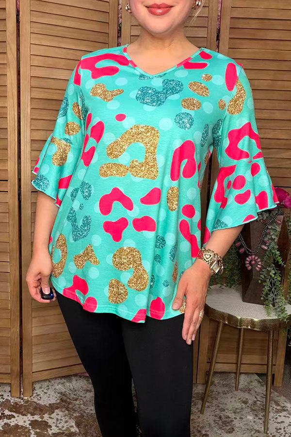 Western Leopard short sleeve women's boutique top Southern Stitch XCH14699
