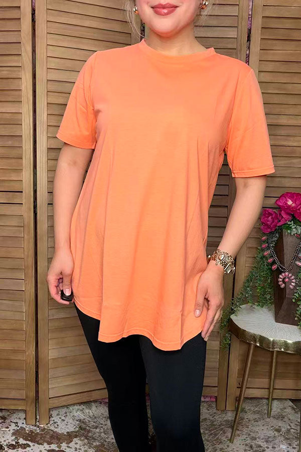 Chic orange short sleeve women's boutique top Southern Stitch GJQ10293-2