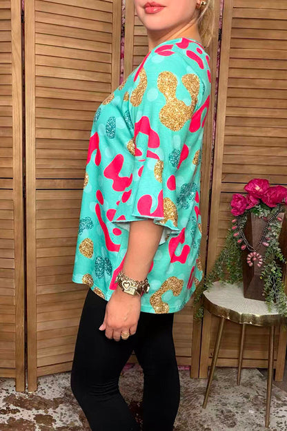 Western Leopard short sleeve women's boutique top Southern Stitch XCH14699