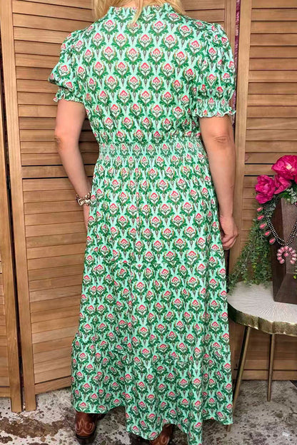 Trendy floral smocked boutique midi women's dress Southern Stitch GJQ17184
