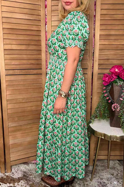 Trendy floral smocked boutique midi women's dress Southern Stitch GJQ17184