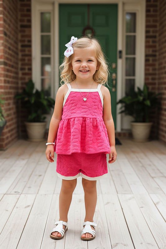 Chic floral baby doll top & shorts 2pc girls boutique sets 251271M