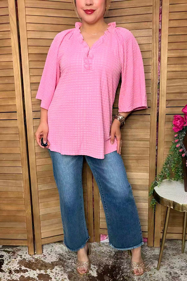 Chic bubble crinkle pink women's boutique top Southern Stitch XCH16947