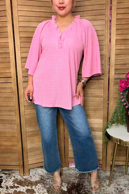 Chic bubble crinkle pink women's boutique top Southern Stitch XCH16947