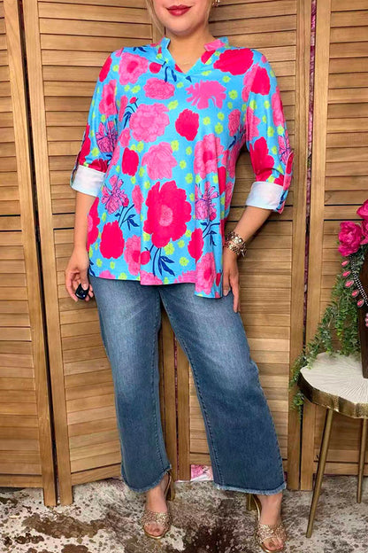 Trendy floral print women's boutique top Southern Stitch XCH16208