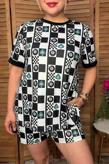 Turquoise western patchwork top & shorts women's boutique set Southern Stitch XCH17081
