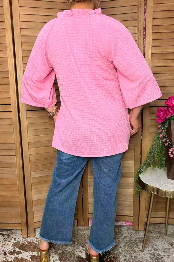 Chic bubble crinkle pink women's boutique top Southern Stitch XCH16947
