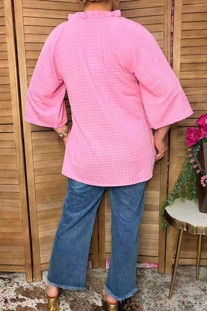 Chic bubble crinkle pink women's boutique top Southern Stitch XCH16947