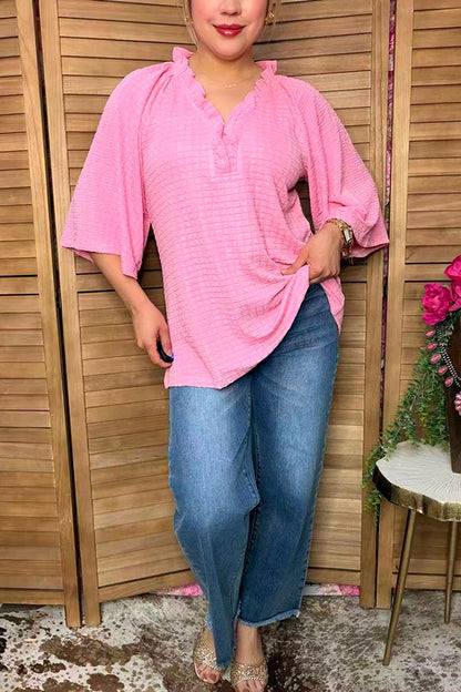 Chic bubble crinkle pink women's boutique top Southern Stitch XCH16947