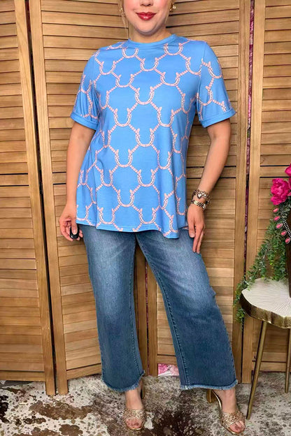 Western horseshoe print women's boutique top Southern Stitch XCH17087
