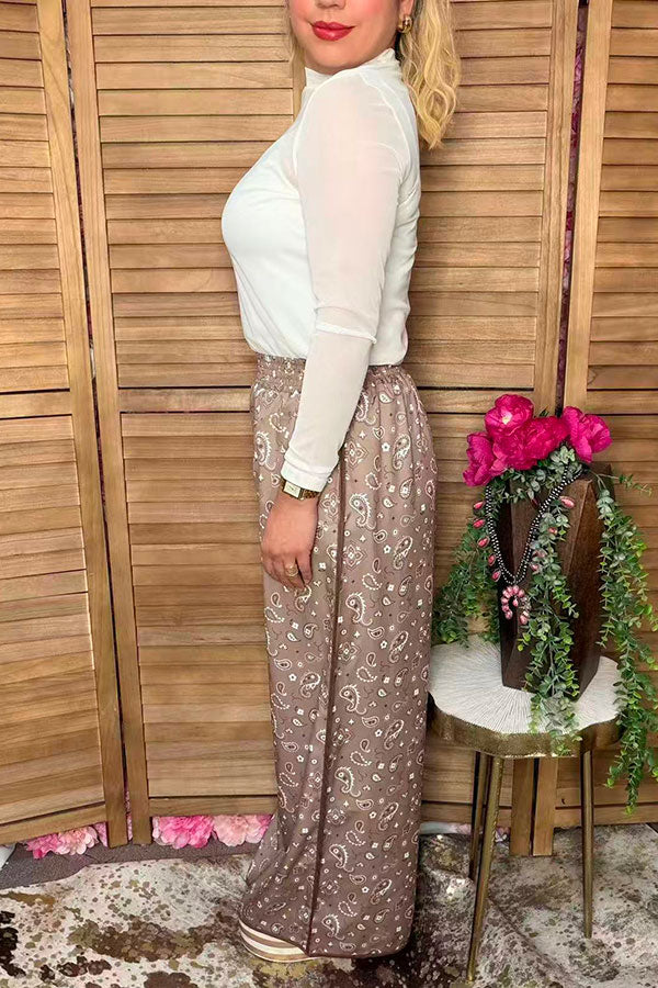 Western paisley hem binding wide leg women's boutique pant Southern Stitch XCH17085