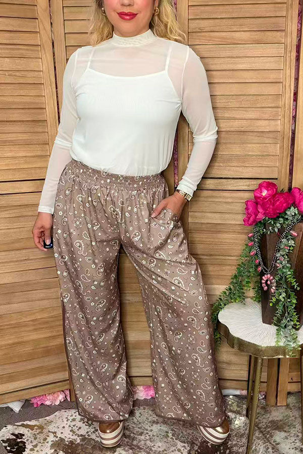 Western paisley hem binding wide leg women's boutique pant Southern Stitch XCH17085