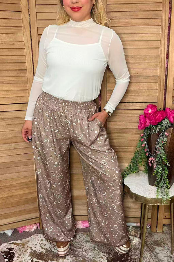 Western paisley hem binding wide leg women's boutique pant Southern Stitch XCH17085