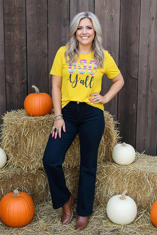 Western BOO & y'all Halloween women's boutique top Southern Stitch DLH9521
